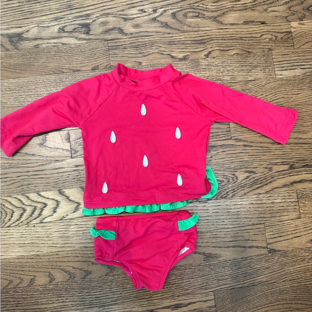 Florence Eiseman Strawberry Two Piece Girls Rashguard Swimsuit